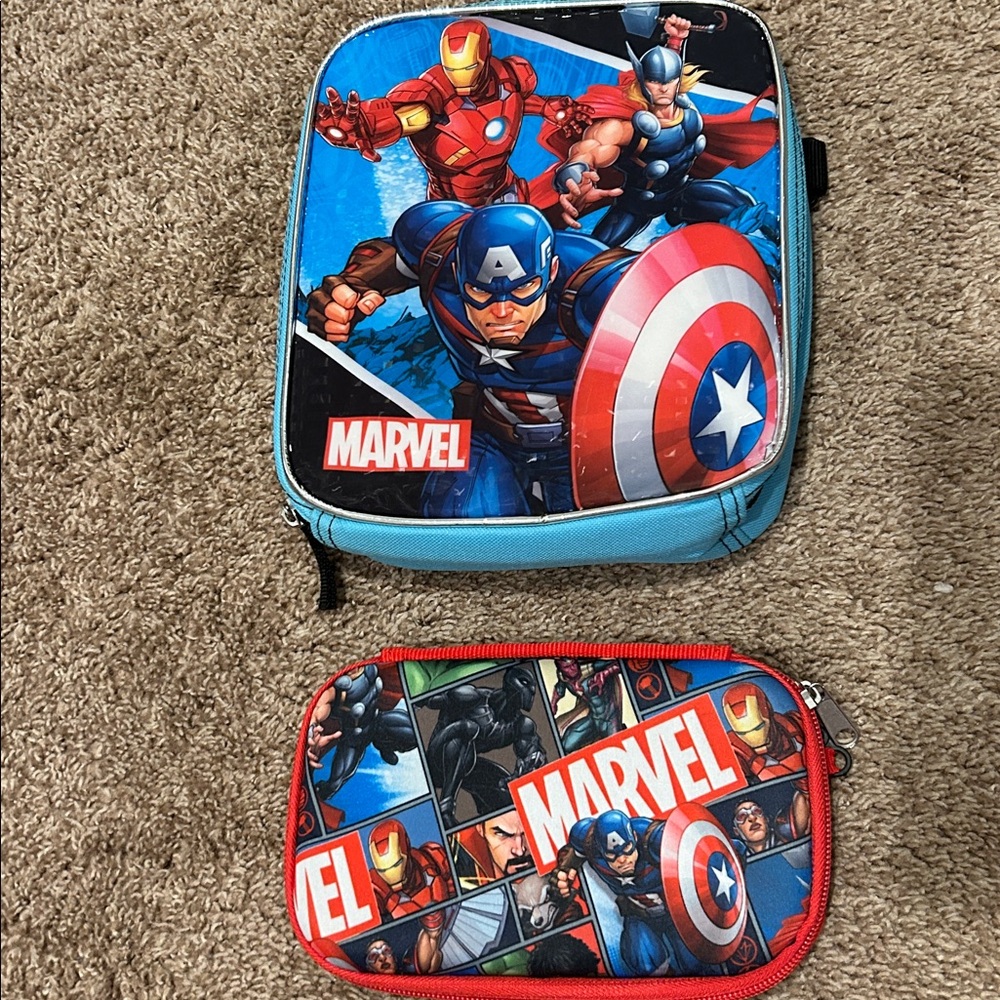 Marvel Heroes Captain America Thor Iron Man Lunch Bag & Game Case Holder